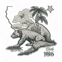 outline of the state of California with the year 1986 inside the outline tattoo design idea