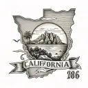outline of the state of California with the year 1986 inside the outline tattoo design idea