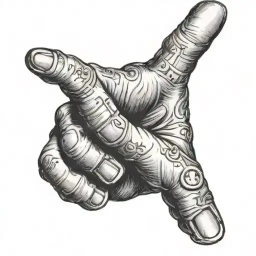 I want a hand holding up the thumb, pointer finger and middle finger showing a F sign with the open side of the palm tattoo design idea