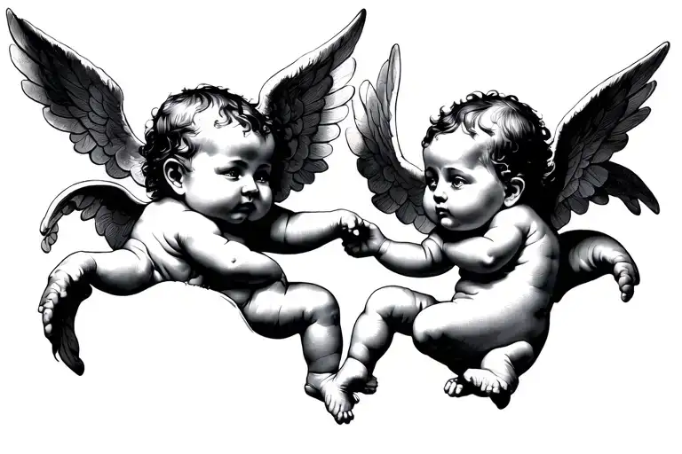 2 BABY CHERUBS tattoo design idea