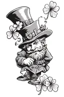 leprechaun with a 4 leaf clover tattoo design idea