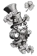 leprechaun with a 4 leaf clover tattoo design idea