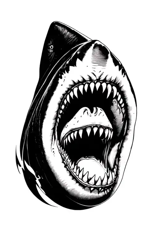 Shark head emerging tattoo design idea