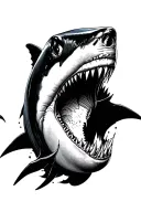Shark head emerging tattoo design idea