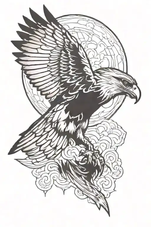 hawk flying tattoo design idea