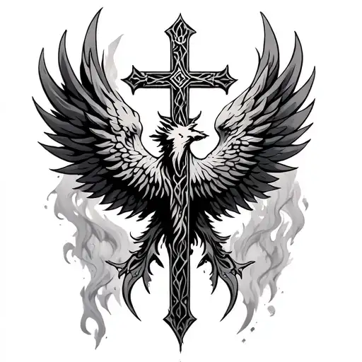 Phoenix Cross tattoo design idea