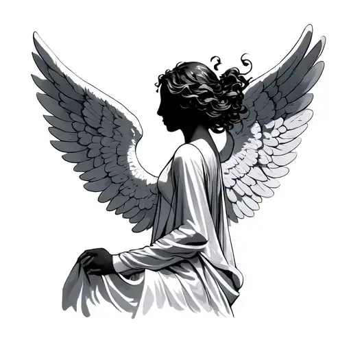 Faceless angel but with open wings tattoo design idea