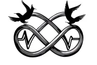 infinity sign with a heart beat line for dad who passed away with birds around the infinity sign  tattoo design idea