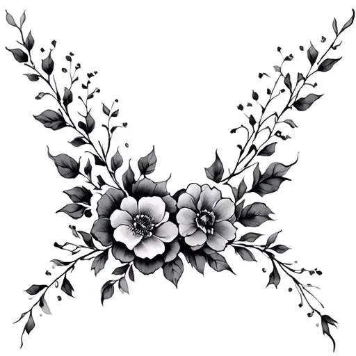 v shaped floral vine  tattoo design idea