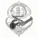 gadsden flag with guns tattoo design idea