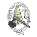 gadsden flag with guns tattoo design idea