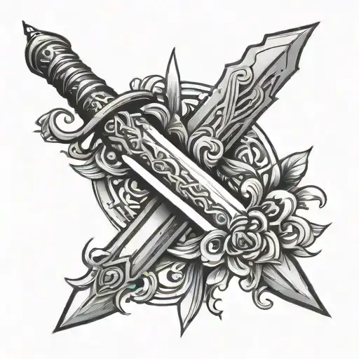 old school dagger tattoo design idea