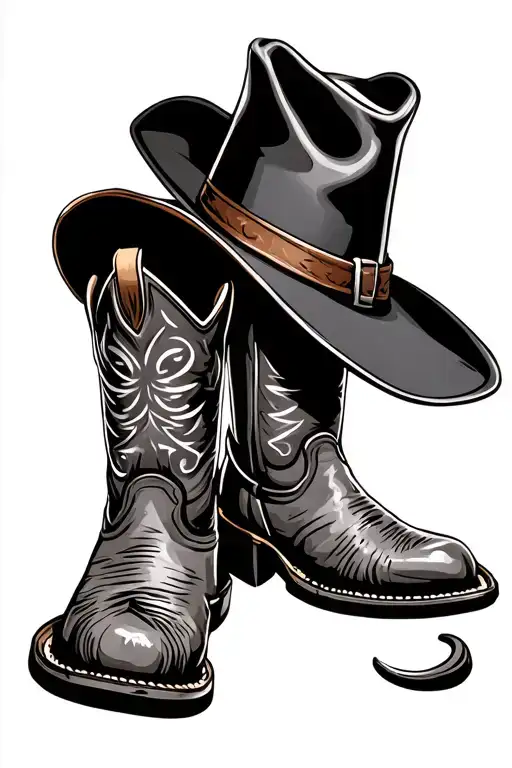 cowboy boot cowboy hat whiskey barrel transformed tattoo design idea