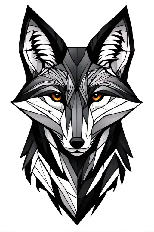 fox head half black half white.  tattoo design idea
