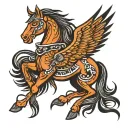 winged horse, in tribal style tattoo design idea