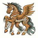 winged horse, in tribal style tattoo design idea
