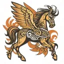 winged horse, in tribal style tattoo design idea