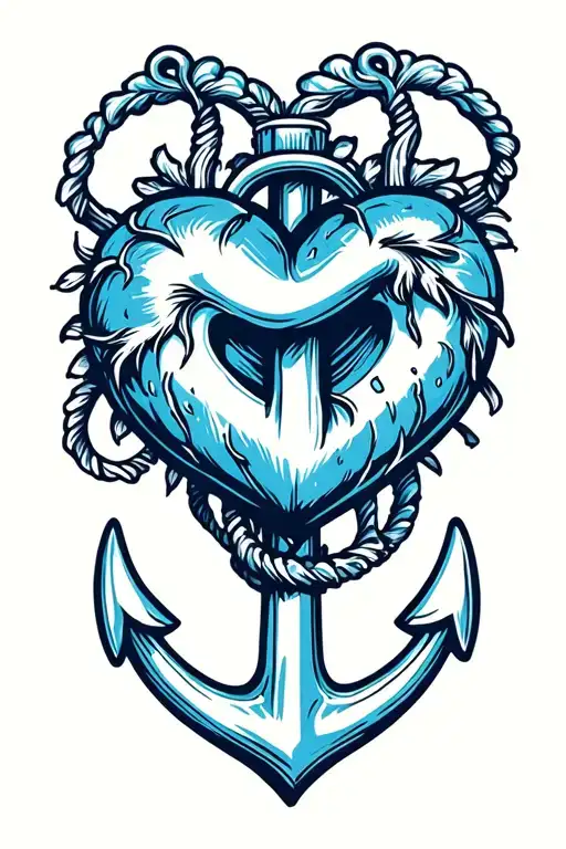 Heart anchor round tattoo design idea