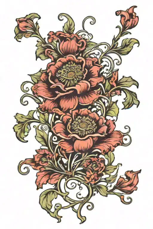 art nouveau floral narnia tattoo design idea