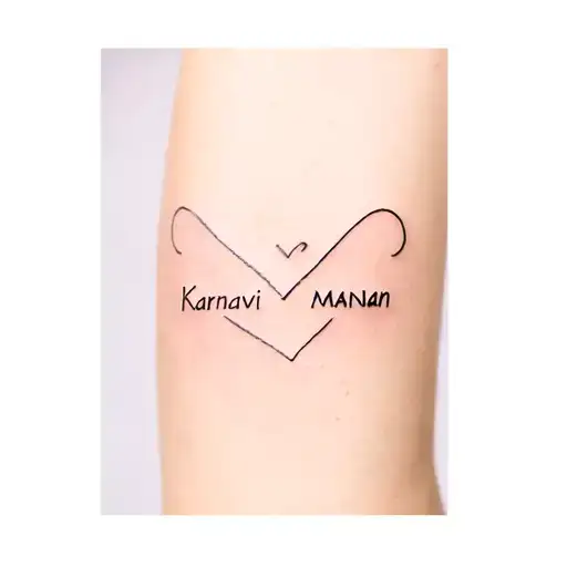 tattoo with two names combined into one names are karnavi and manan  tattoo design idea