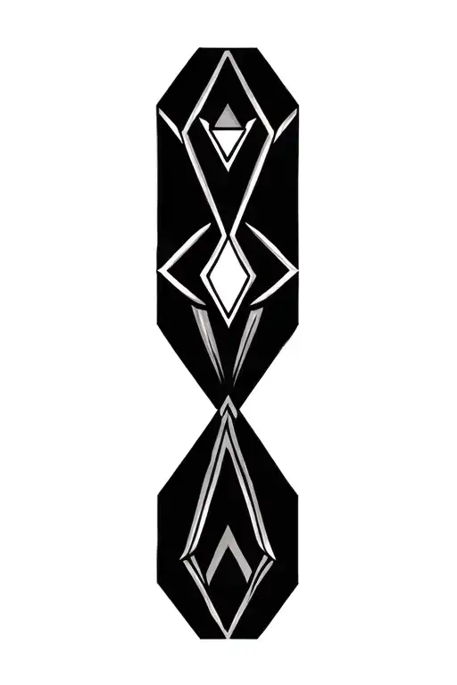 letter and diamond shaped line outlining tattoo design idea