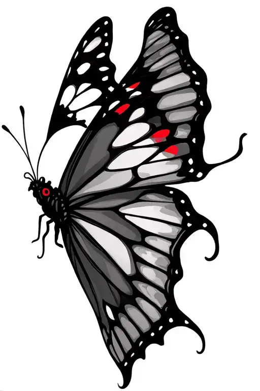  big butterfly gothic with red eyes on wings spread tattoo design idea
