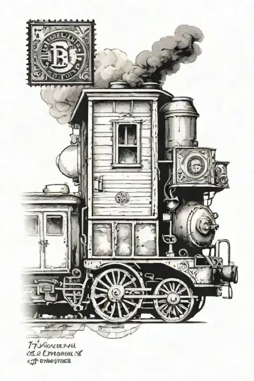 Romanian postage stamp with train tattoo design idea