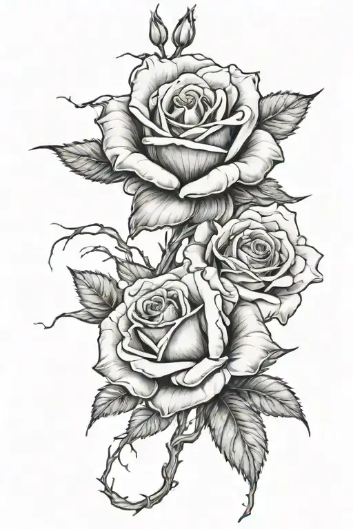 one wilting rose intertwined with a blooming rose intertwined tattoo design idea