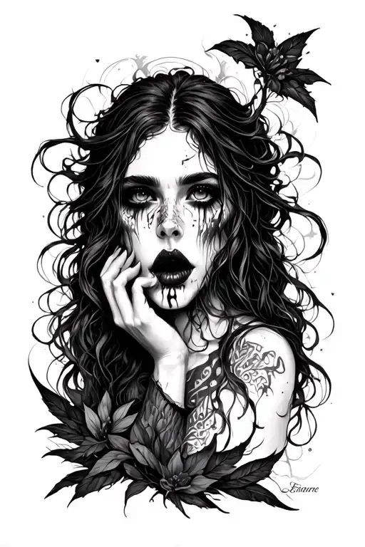 I want a tattoo inspired by I feel the  everblack festering in me album by Lorna Shore tattoo design idea