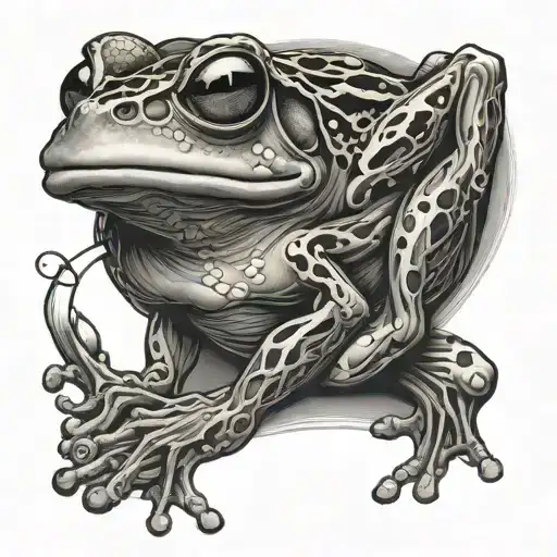 letters freg with the picture of a frog smoking tattoo design idea
