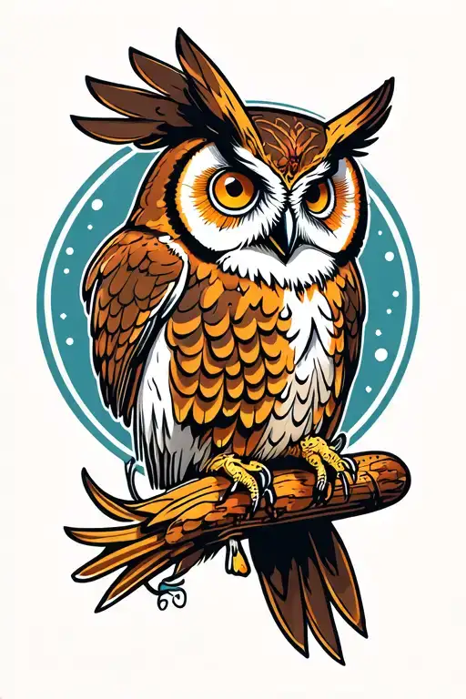 flying owl tattoo design idea