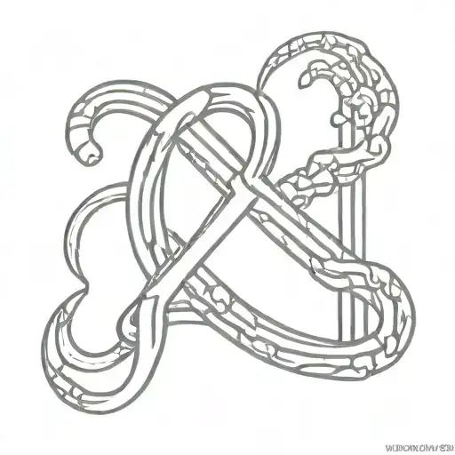 a dollar sign with the vertical lines in the shape of bones and the S in the shape of a worm tattoo design idea