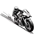 Draw a tattoo. The tattoo shows: a sports motorcycle, motorcyclist, girl, speedometer, motorcycle number 666 tattoo design idea