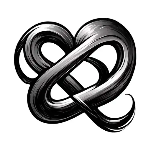 An artistic infinity symbol with soft curves and flowing strokes. A heart symbol fused middle  tattoo design idea