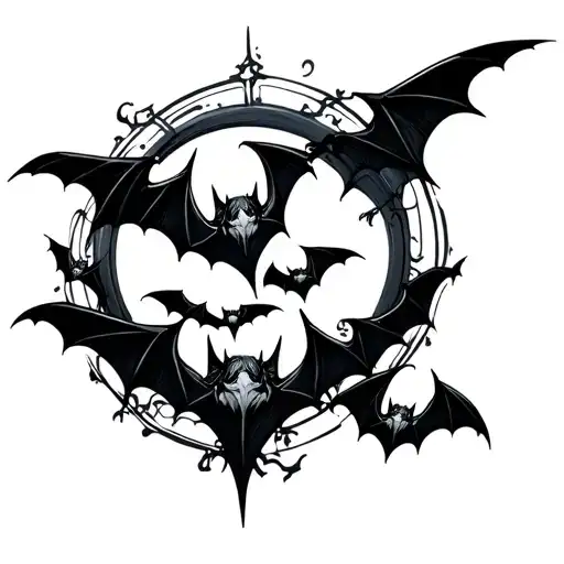 gothic cyber punk bats  tattoo design idea