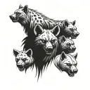 devil hyenas, devil bear and three headed dog tattoo design idea