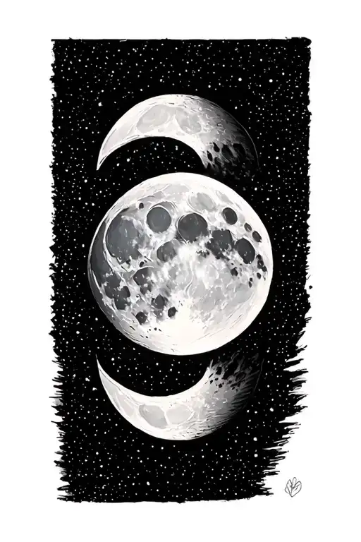 waning gibbous moon phase tattoo design idea