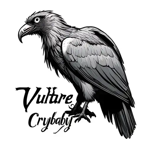 "Vulture" crossed out inscription Crybaby crossed out straight tattoo design idea