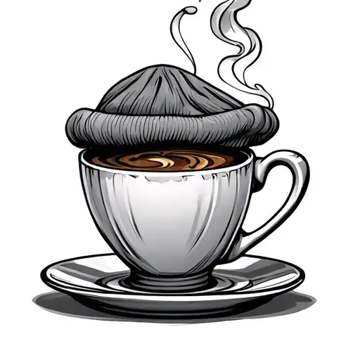 Espresso cup with smoking toque tattoo design idea