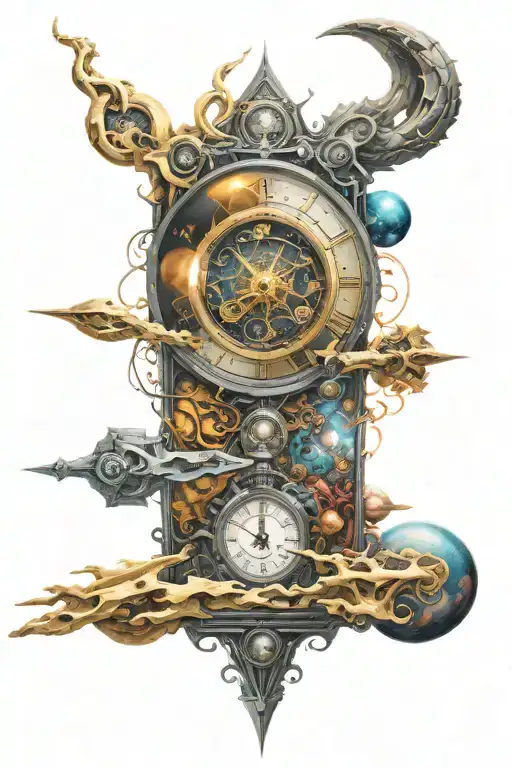 multi dimensional quantum time tattoo design idea