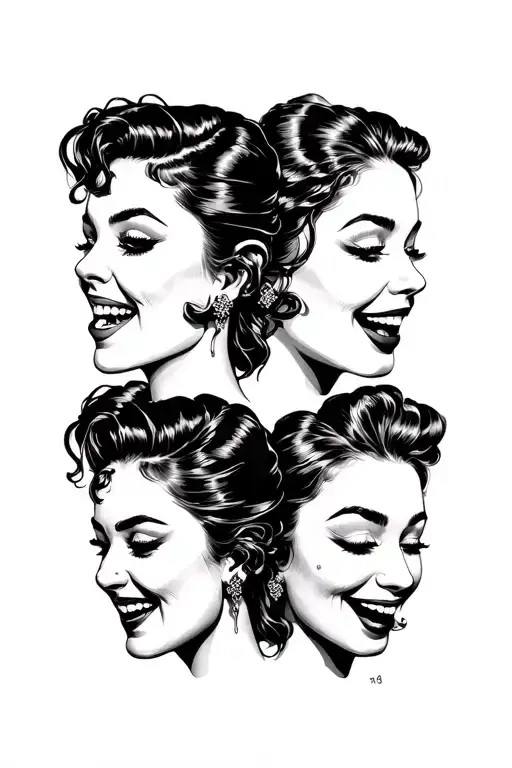 laugh now cry later sexy girls faces for men tattoo design idea