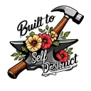 "Built to Self Destruct" Hammer and Anvil with trad flowers tattoo design idea
