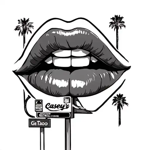 make a Casey's gas station theme lip tattoo tattoo design idea