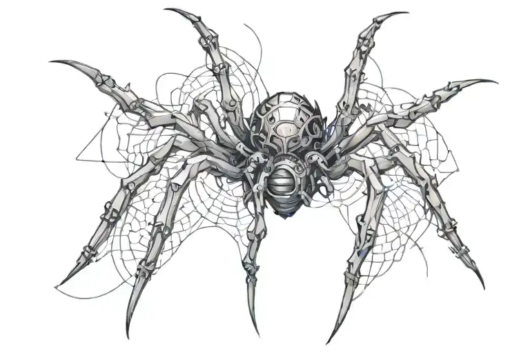 Heart-looking mechanical spider legs (not too much lines) tattoo design idea
