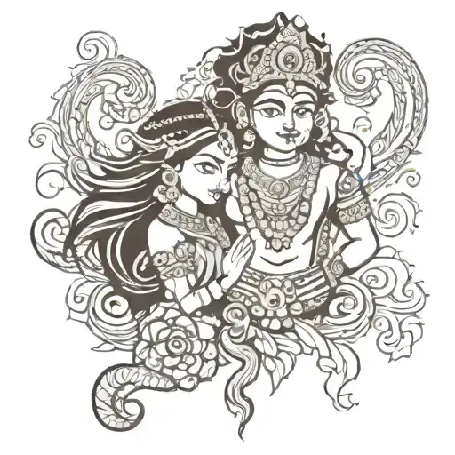 Vishnu and gopika name tattoo design idea