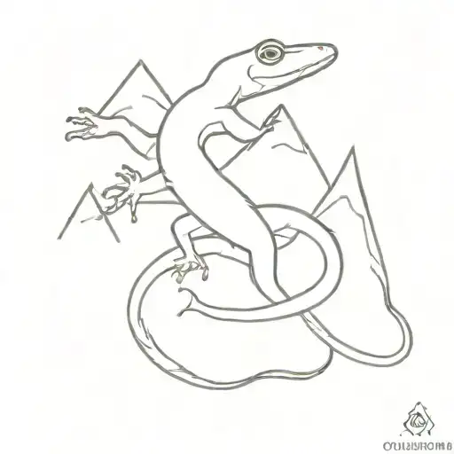 gecko with mountains incorporated into the body  tattoo design idea