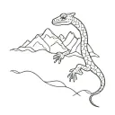 gecko with mountains incorporated into the body  tattoo design idea