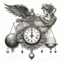 scale and Libra constellation merging tattoo design idea