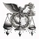 scale and Libra constellation merging tattoo design idea