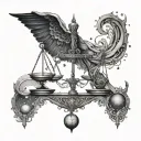 scale and Libra constellation merging tattoo design idea